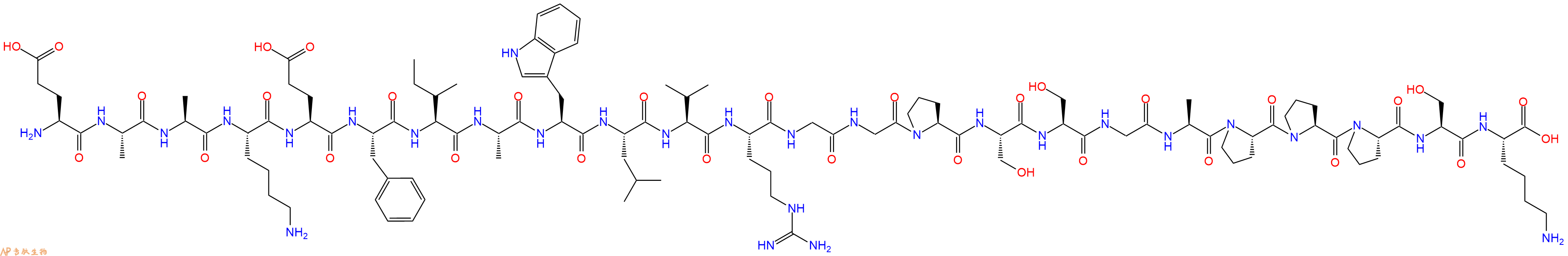 专肽生物产品H2N-Glu-Ala-Ala-Lys-Glu-Phe-Ile-Ala-Trp-Leu-Val-Arg-Gly-Gly-Pro-Ser-Ser-Gly-Ala-Pro-Pro-Pro-Ser-Lys-OH