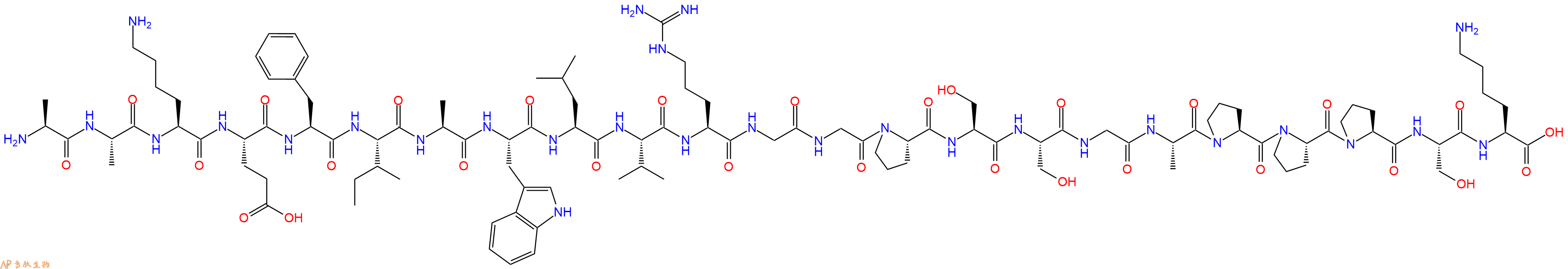 专肽生物产品H2N-Ala-Ala-Lys-Glu-Phe-Ile-Ala-Trp-Leu-Val-Arg-Gly-Gly-Pro-Ser-Ser-Gly-Ala-Pro-Pro-Pro-Ser-Lys-OH