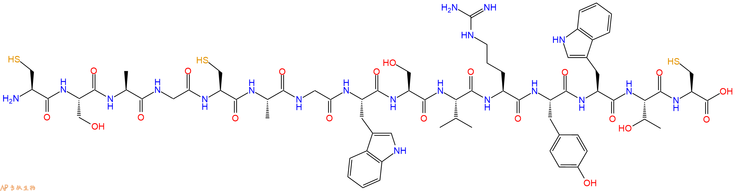 专肽生物产品H2N-Cys-Ser-Ala-Gly-Cys-Ala-Gly-Trp-Ser-Val-Arg-Tyr-Trp-Thr-Cys-OH