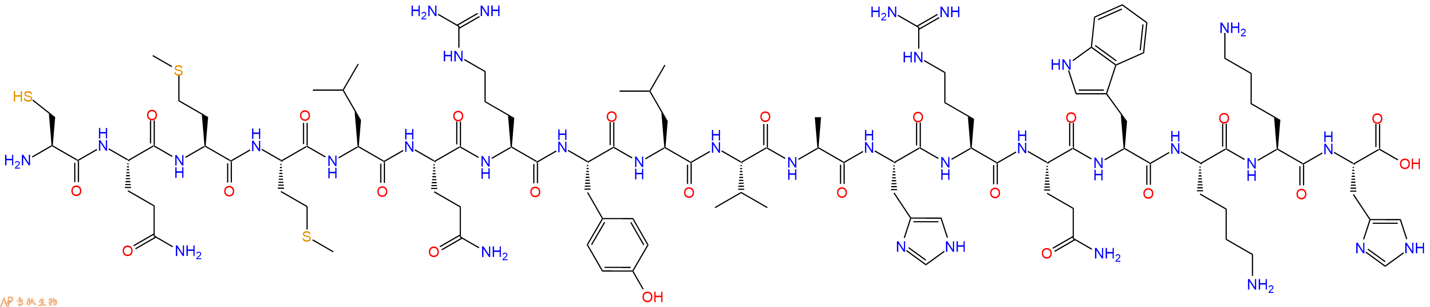 专肽生物产品H2N-Cys-Gln-Met-Met-Leu-Gln-Arg-Tyr-Leu-Val-Ala-His-Arg-Gln-Trp-Lys-Lys-His-OH