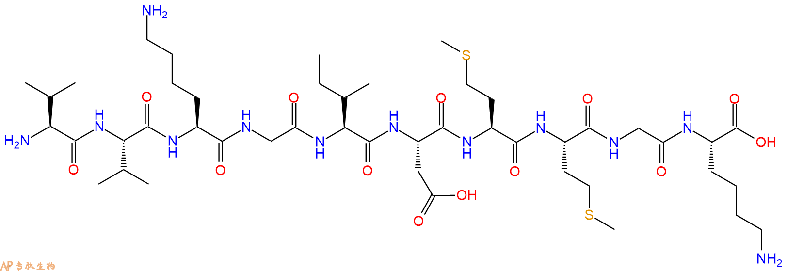 专肽生物产品H2N-Val-Val-Lys-Gly-Ile-Asp-Met-Met-Gly-Lys-OH