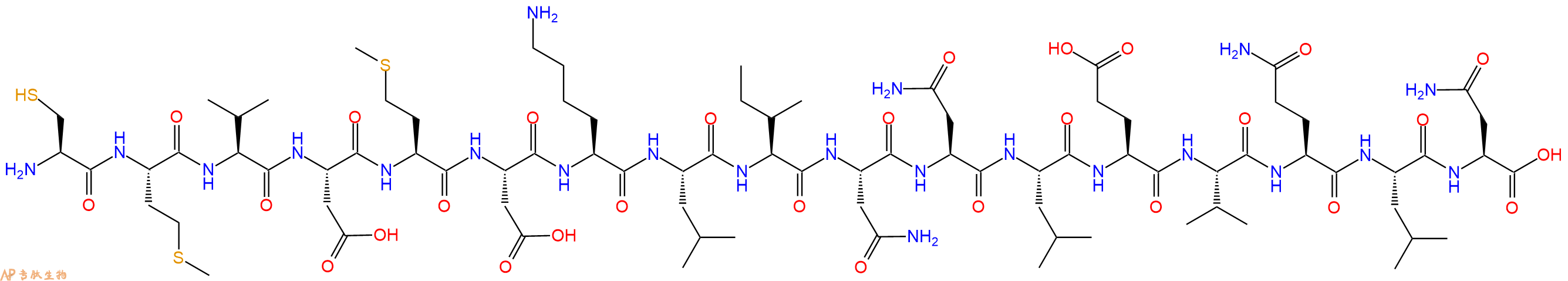 专肽生物产品H2N-Cys-Met-Val-Asp-Met-Asp-Lys-Leu-Ile-Asn-Asn-Leu-Glu-Val-Gln-Leu-Asn-OH