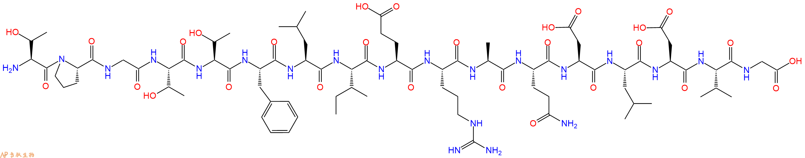专肽生物产品H2N-Thr-Pro-Gly-Thr-Thr-Phe-Leu-Ile-Glu-Arg-Ala-Gln-Asp-Leu-Asp-Val-Gly-OH