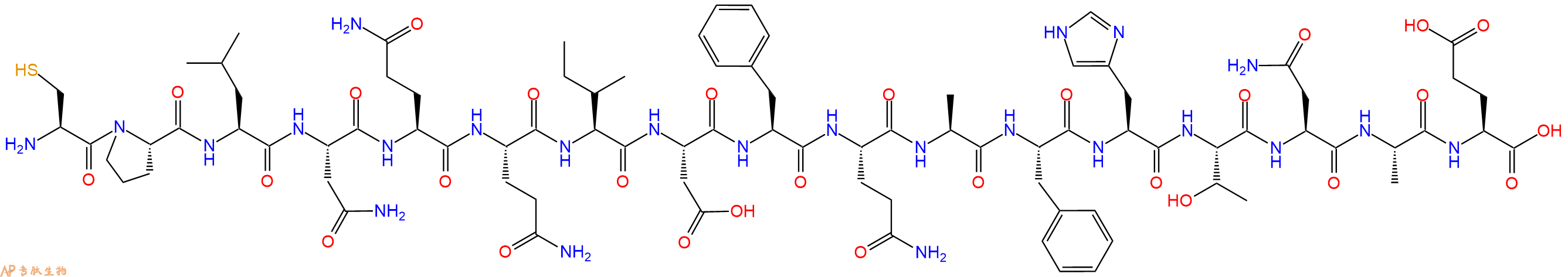 专肽生物产品H2N-Cys-Pro-Leu-Asn-Gln-Gln-Ile-Asp-Phe-Gln-Ala-Phe-His-Thr-Asn-Ala-Glu-OH