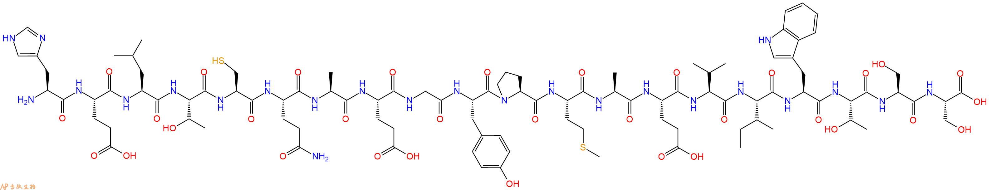 专肽生物产品H2N-His-Glu-Leu-Thr-Cys-Gln-Ala-Glu-Gly-Tyr-Pro-Met-Ala-Glu-Val-Ile-Trp-Thr-Ser-Ser-OH