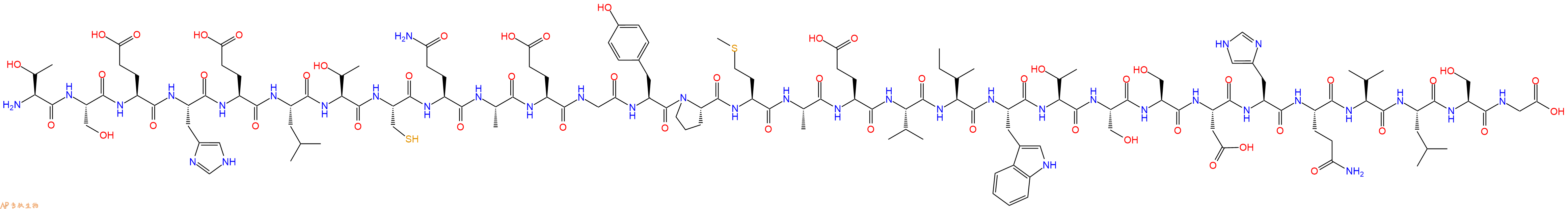 专肽生物产品H2N-Thr-Ser-Glu-His-Glu-Leu-Thr-Cys-Gln-Ala-Glu-Gly-Tyr-Pro-Met-Ala-Glu-Val-Ile-Trp-Thr-Ser-Ser-Asp-His-Gln-Val-Leu-Ser-Gly-OH