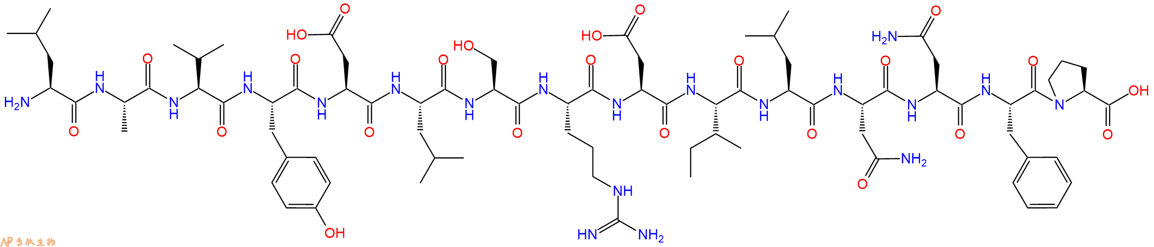 专肽生物产品H2N-Leu-Ala-Val-Tyr-Asp-Leu-Ser-Arg-Asp-Ile-Leu-Asn-Asn-Phe-Pro-OH