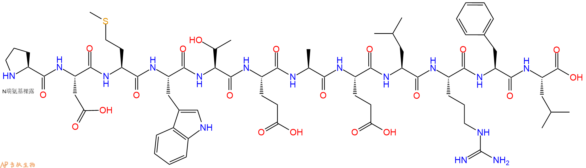 专肽生物产品H2N-Pro-Asp-Met-Trp-Thr-Glu-Ala-Glu-Leu-Arg-Phe-Leu-OH