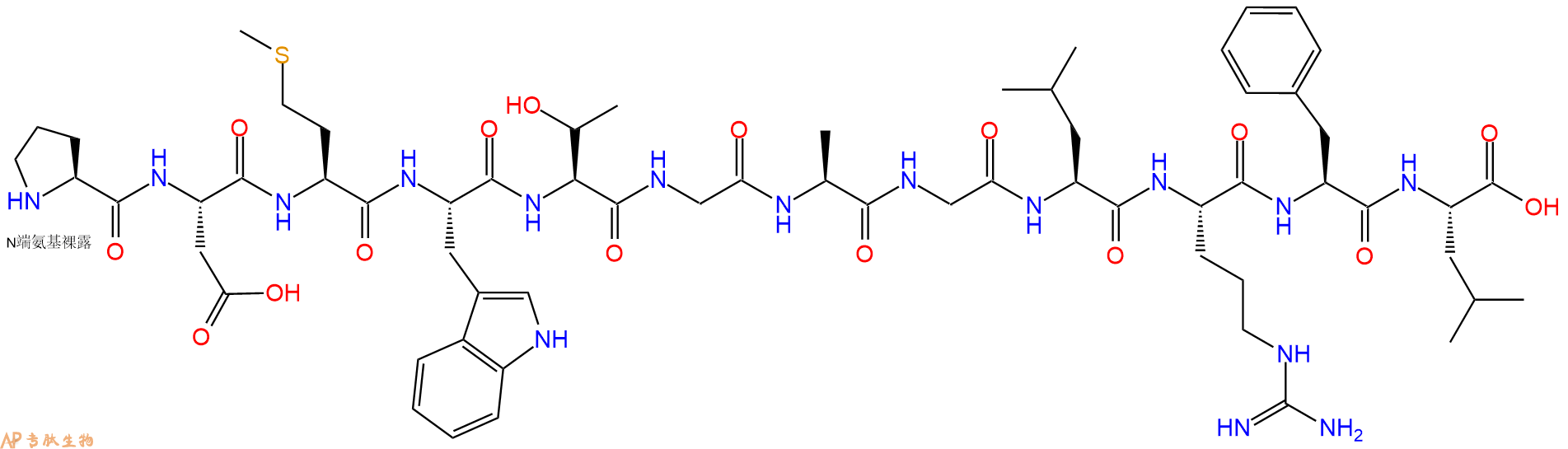 专肽生物产品H2N-Pro-Asp-Met-Trp-Thr-Gly-Ala-Gly-Leu-Arg-Phe-Leu-OH