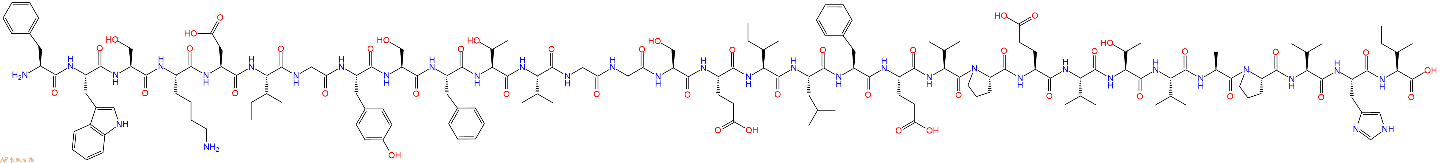 专肽生物产品H2N-Phe-Trp-Ser-Lys-Asp-Ile-Gly-Tyr-Ser-Phe-Thr-Val-Gly-Gly-Ser-Glu-Ile-Leu-Phe-Glu-Val-Pro-Glu-Val-Thr-Val-Ala-Pro-Val-His-Ile-OH