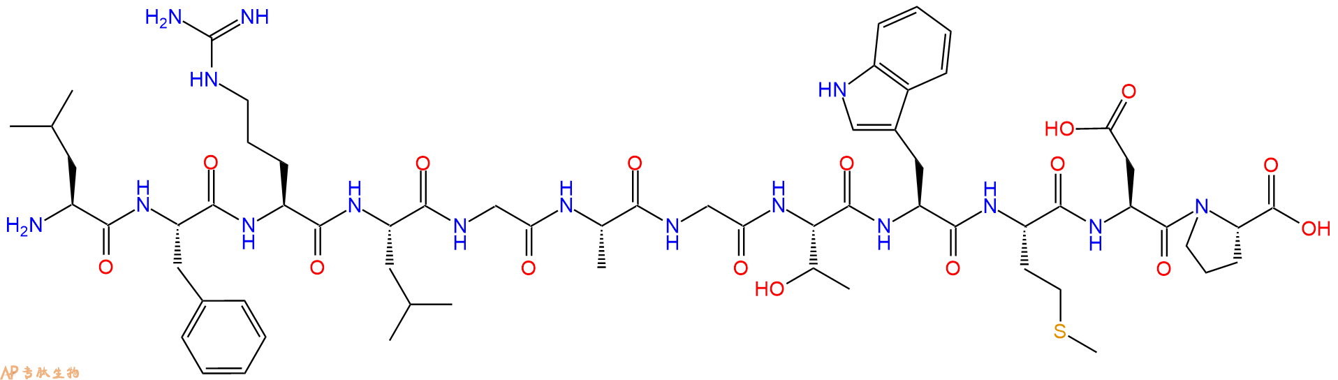 专肽生物产品H2N-Leu-Phe-Arg-Leu-Gly-Ala-Gly-Thr-Trp-Met-Asp-Pro-OH
