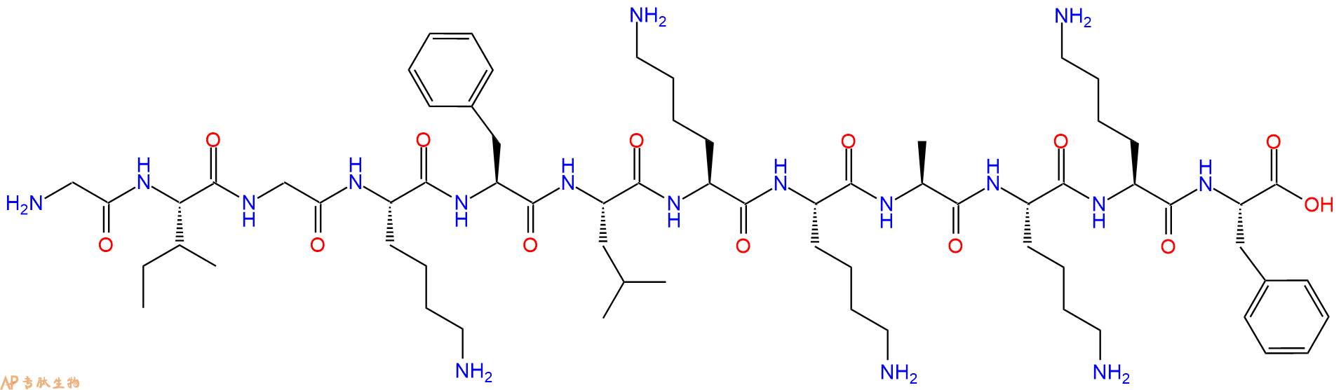 专肽生物产品H2N-Gly-Ile-Gly-Lys-Phe-Leu-Lys-Lys-Ala-Lys-Lys-Phe-OH