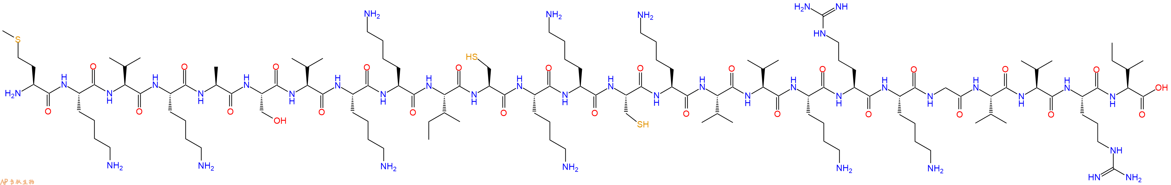 专肽生物产品H2N-Met-Lys-Val-Lys-Ala-Ser-Val-Lys-Lys-Ile-Cys-Lys-Lys-Cys-Lys-Val-Val-Lys-Arg-Lys-Gly-Val-Val-Arg-Ile-OH