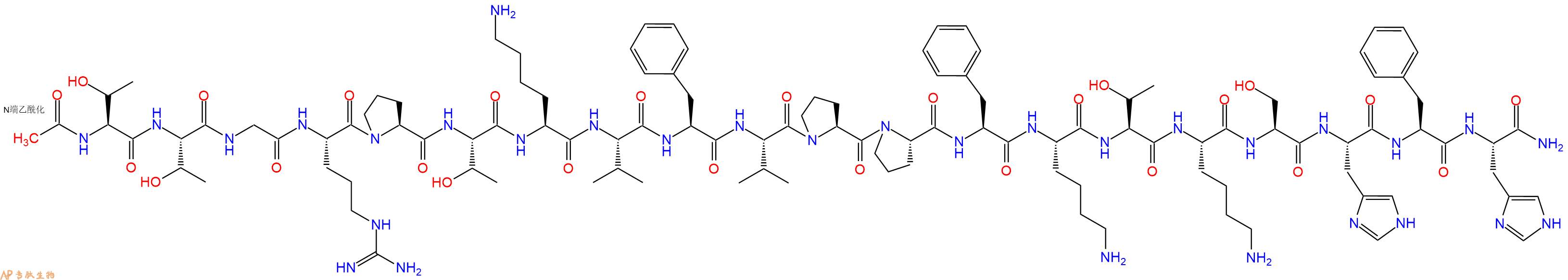 专肽生物产品Ac-Thr-Thr-Gly-Arg-Pro-Thr-Lys-Val-Phe-Val-Pro-Pro-Phe-Lys-Thr-Lys-Ser-His-Phe-His-CONH2