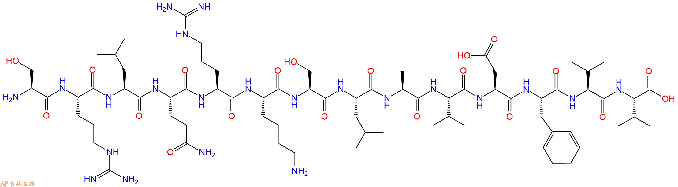 专肽生物产品H2N-Ser-Arg-Leu-Gln-Arg-Lys-Ser-Leu-Ala-Val-Asp-Phe-Val-Val-OH