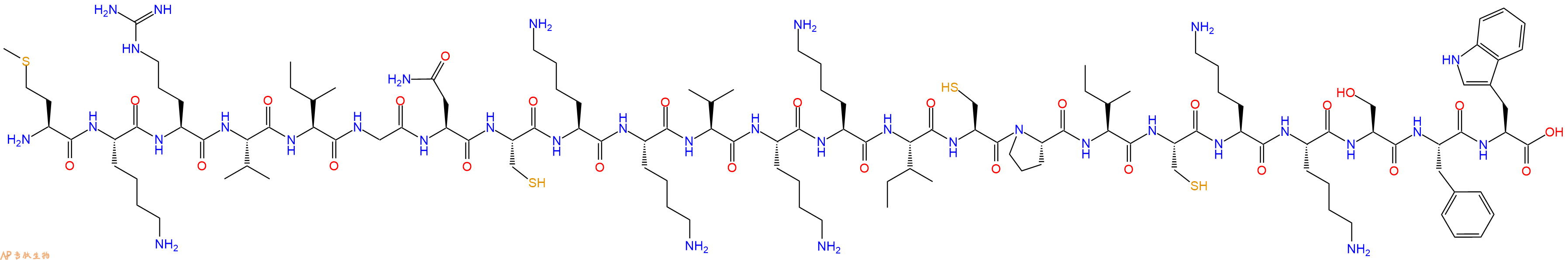 专肽生物产品H2N-Met-Lys-Arg-Val-Ile-Gly-Asn-Cys-Lys-Lys-Val-Lys-Lys-Ile-Cys-Pro-Ile-Cys-Lys-Lys-Ser-Phe-Trp-OH