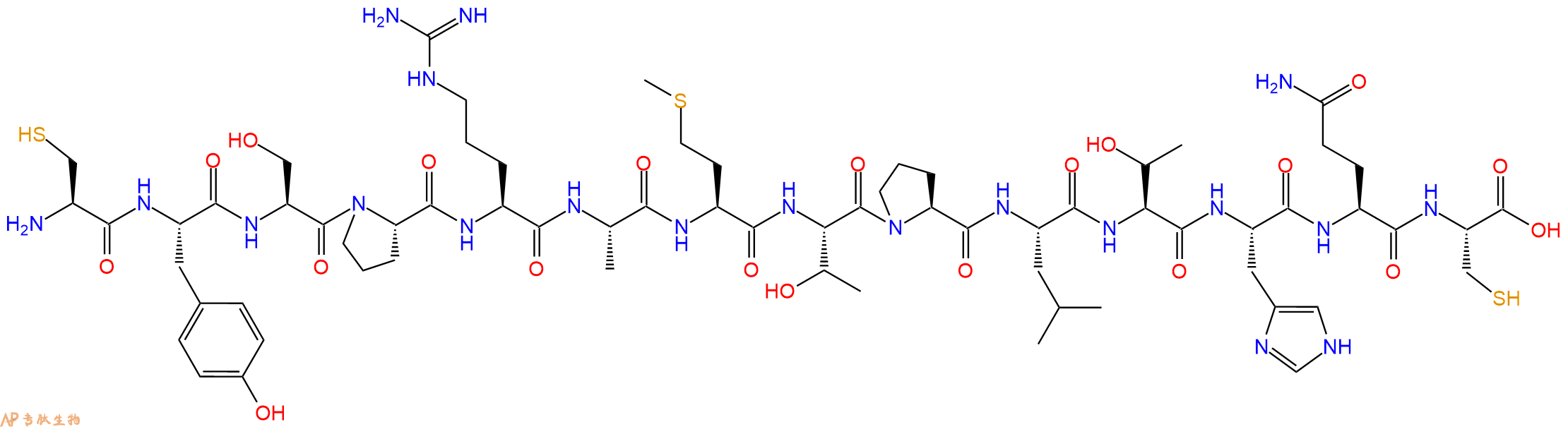 专肽生物产品H2N-Cys-Tyr-Ser-Pro-Arg-Ala-Met-Thr-Pro-Leu-Thr-His-Gln-Cys-OH