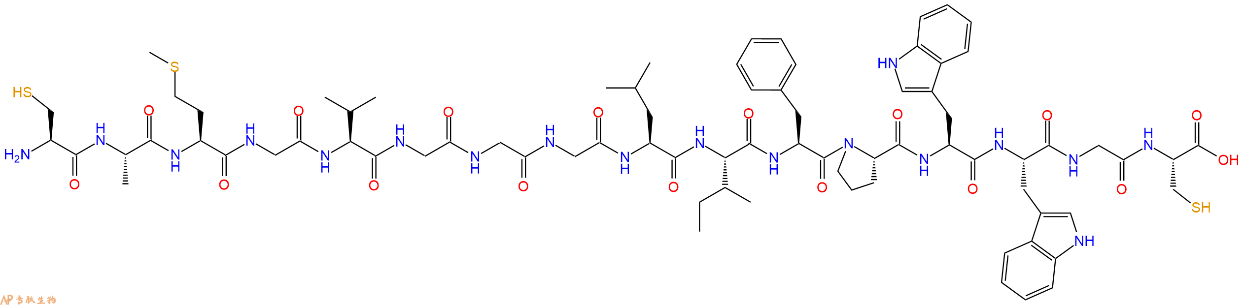 专肽生物产品H2N-Cys-Ala-Met-Gly-Val-Gly-Gly-Gly-Leu-Ile-Phe-Pro-Trp-Trp-Gly-Cys-OH