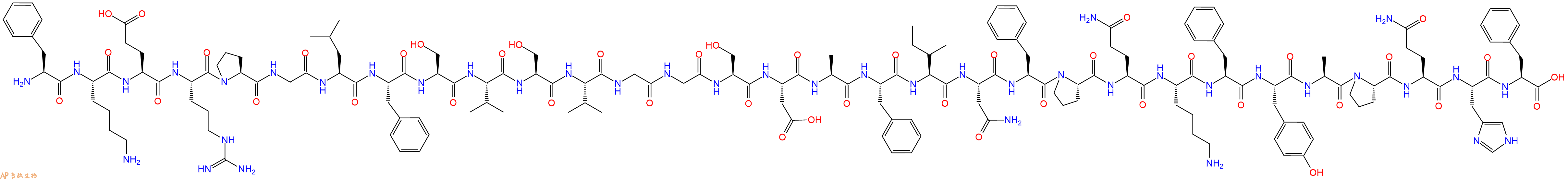 专肽生物产品H2N-Phe-Lys-Glu-Arg-Pro-Gly-Leu-Phe-Ser-Val-Ser-Val-Gly-Gly-Ser-Asp-Ala-Phe-Ile-Asn-Phe-Pro-Gln-Lys-Phe-Tyr-Ala-Pro-Gln-His-Phe-OH