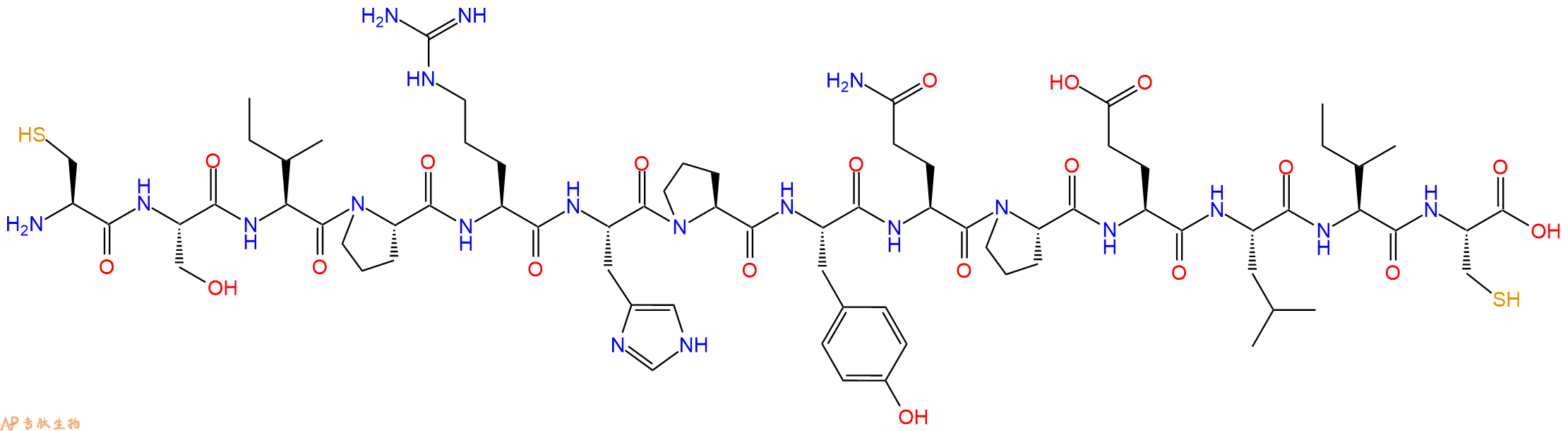 专肽生物产品H2N-Cys-Ser-Ile-Pro-Arg-His-Pro-Tyr-Gln-Pro-Glu-Leu-Ile-Cys-OH