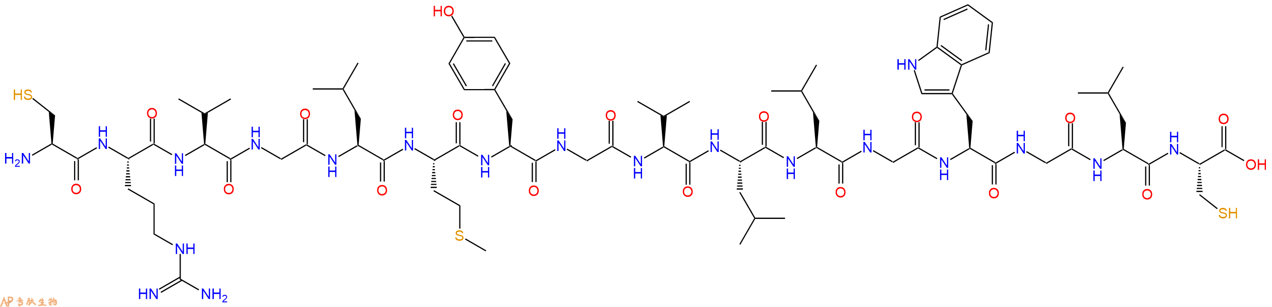 专肽生物产品H2N-Cys-Arg-Val-Gly-Leu-Met-Tyr-Gly-Val-Leu-Leu-Gly-Trp-Gly-Leu-Cys-OH