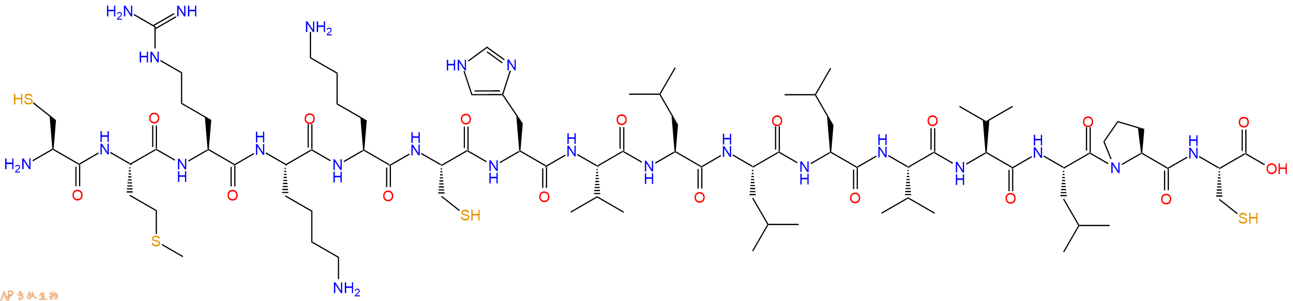 专肽生物产品H2N-Cys-Met-Arg-Lys-Lys-Cys-His-Val-Leu-Leu-Leu-Val-Val-Leu-Pro-Cys-OH