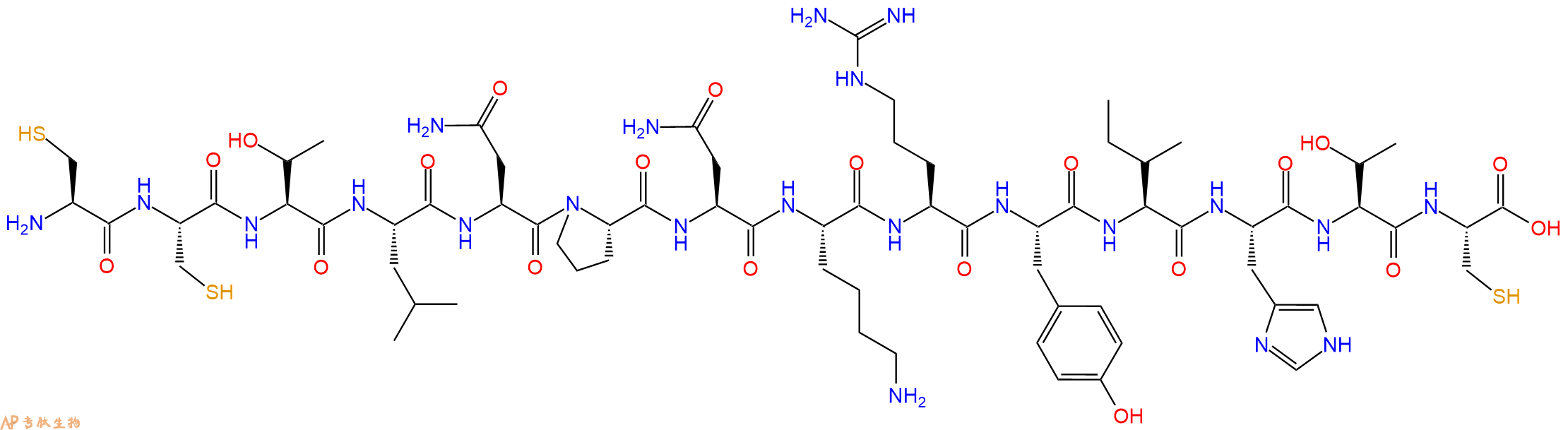 专肽生物产品H2N-Cys-Cys-Thr-Leu-Asn-Pro-Asn-Lys-Arg-Tyr-Ile-His-Thr-Cys-OH