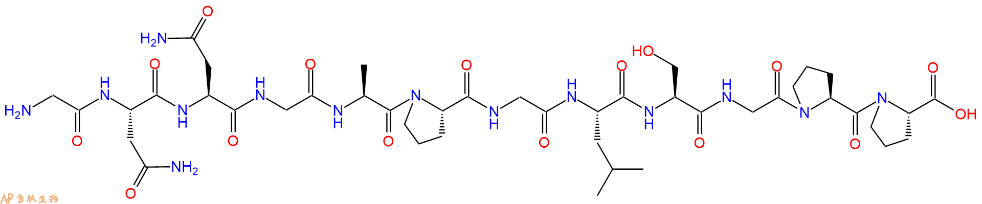 专肽生物产品H2N-Gly-Asn-Asn-Gly-Ala-Pro-Gly-Leu-Ser-Gly-Pro-Pro-OH