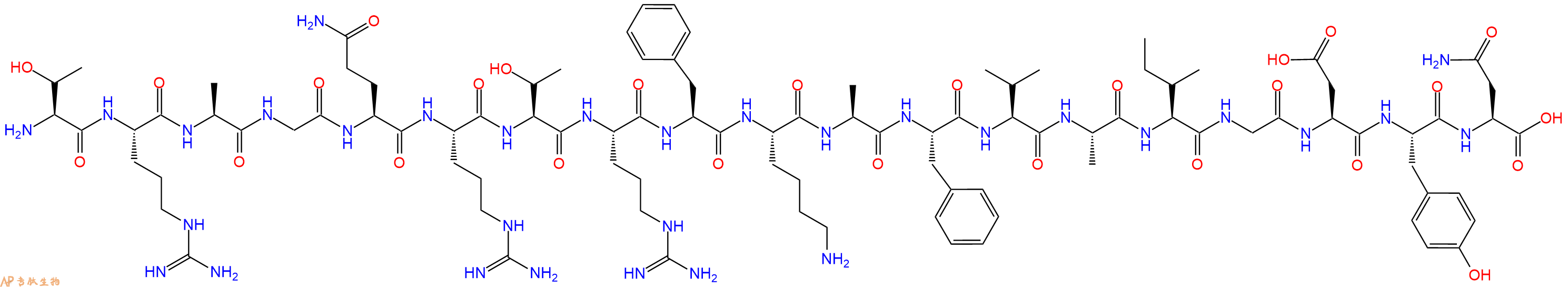 专肽生物产品H2N-Thr-Arg-Ala-Gly-Gln-Arg-Thr-Arg-Phe-Lys-Ala-Phe-Val-Ala-Ile-Gly-Asp-Tyr-Asn-OH