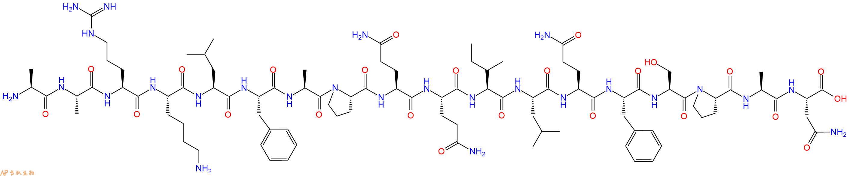 专肽生物产品H2N-Ala-Ala-Arg-Lys-Leu-Phe-Ala-Pro-Gln-Gln-Ile-Leu-Gln-Phe-Ser-Pro-Ala-Asn-OH