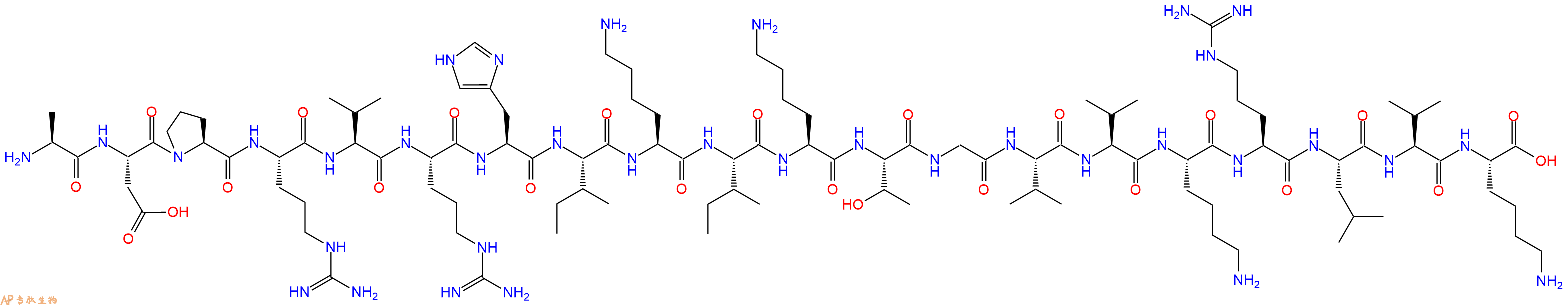 专肽生物产品H2N-Ala-Asp-Pro-Arg-Val-Arg-His-Ile-Lys-Ile-Lys-Thr-Gly-Val-Val-Lys-Arg-Leu-Val-Lys-OH