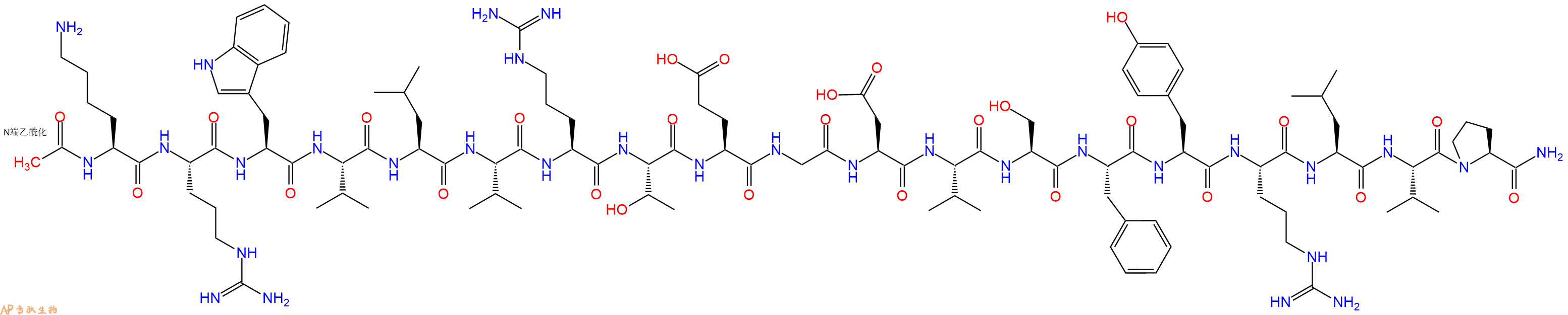 专肽生物产品Ac-Lys-Arg-Trp-Val-Leu-Val-Arg-Thr-Glu-Gly-Asp-Val-Ser-Phe-Tyr-Arg-Leu-Val-Pro-CONH2