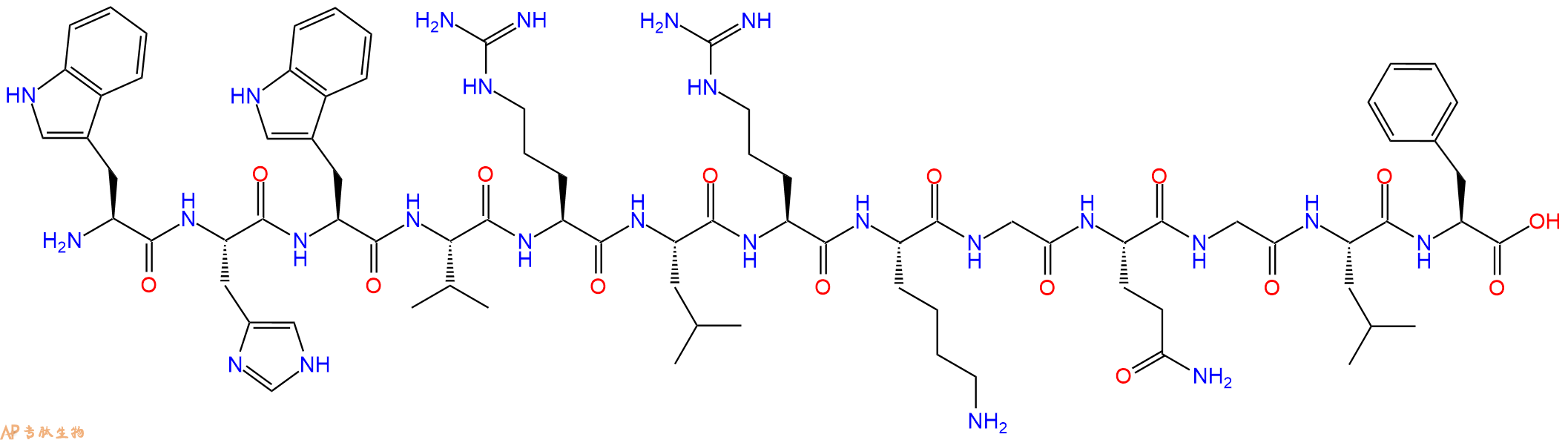 专肽生物产品H2N-Trp-His-Trp-Val-Arg-Leu-Arg-Lys-Gly-Gln-Gly-Leu-Phe-OH