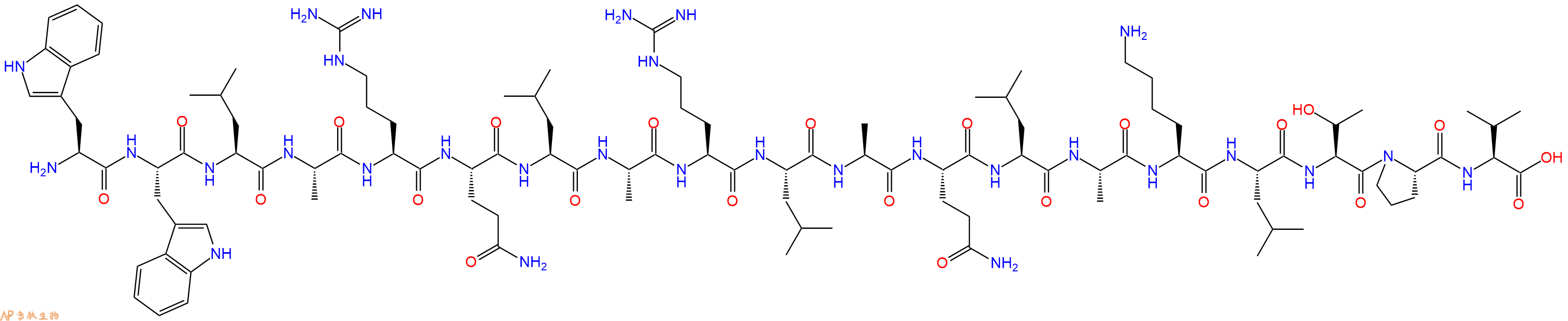 专肽生物产品H2N-Trp-Trp-Leu-Ala-Arg-Gln-Leu-Ala-Arg-Leu-Ala-Gln-Leu-Ala-Lys-Leu-Thr-Pro-Val-OH