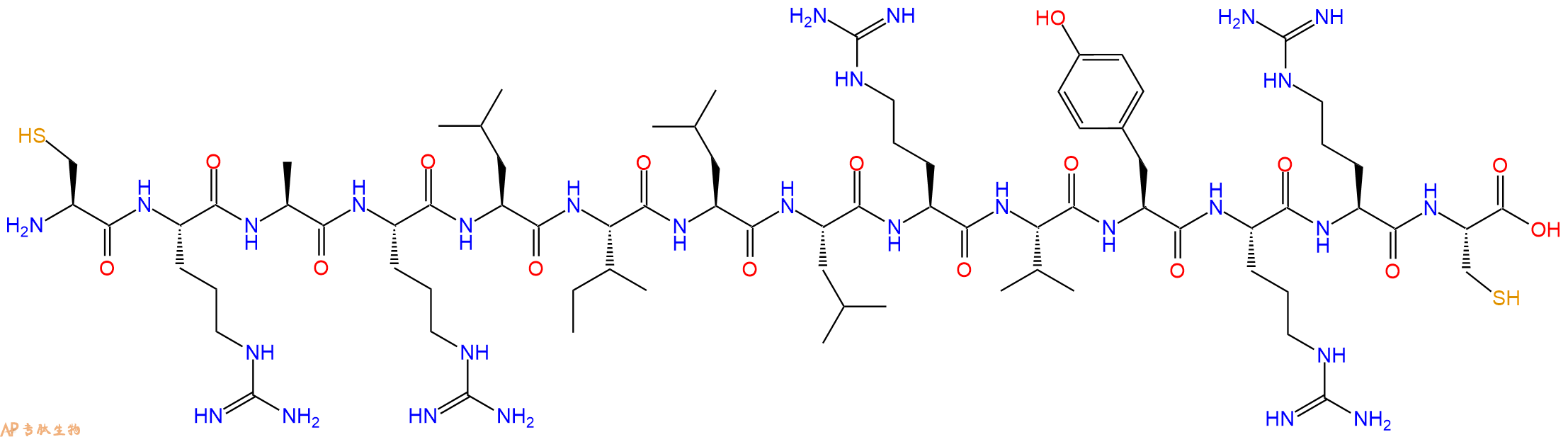 专肽生物产品H2N-Cys-Arg-Ala-Arg-Leu-Ile-Leu-Leu-Arg-Val-Tyr-Arg-Arg-Cys-OH