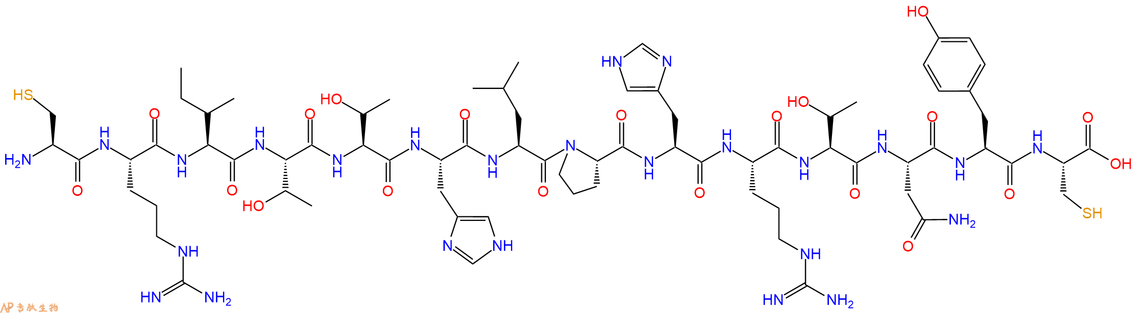 专肽生物产品H2N-Cys-Arg-Ile-Thr-Thr-His-Leu-Pro-His-Arg-Thr-Asn-Tyr-Cys-OH