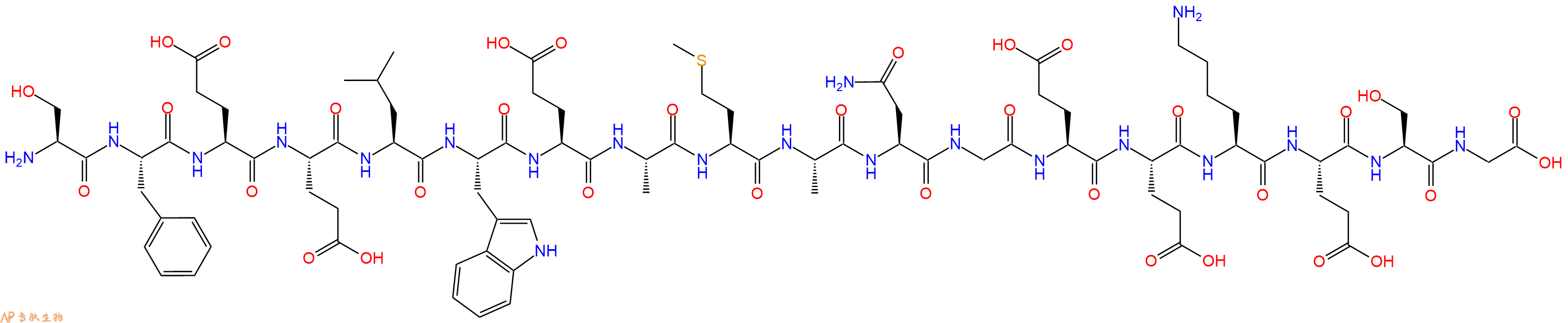 专肽生物产品H2N-Ser-Phe-Glu-Glu-Leu-Trp-Glu-Ala-Met-Ala-Asn-Gly-Glu-Glu-Lys-Glu-Ser-Gly-OH