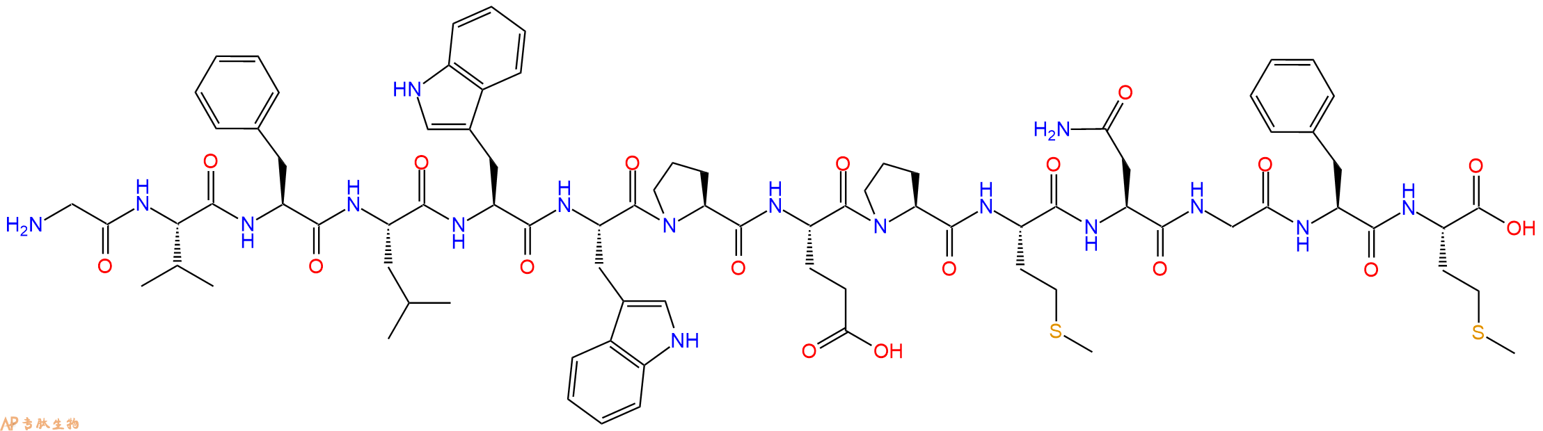 专肽生物产品H2N-Gly-Val-Phe-Leu-Trp-Trp-Pro-Glu-Pro-Met-Asn-Gly-Phe-Met-OH