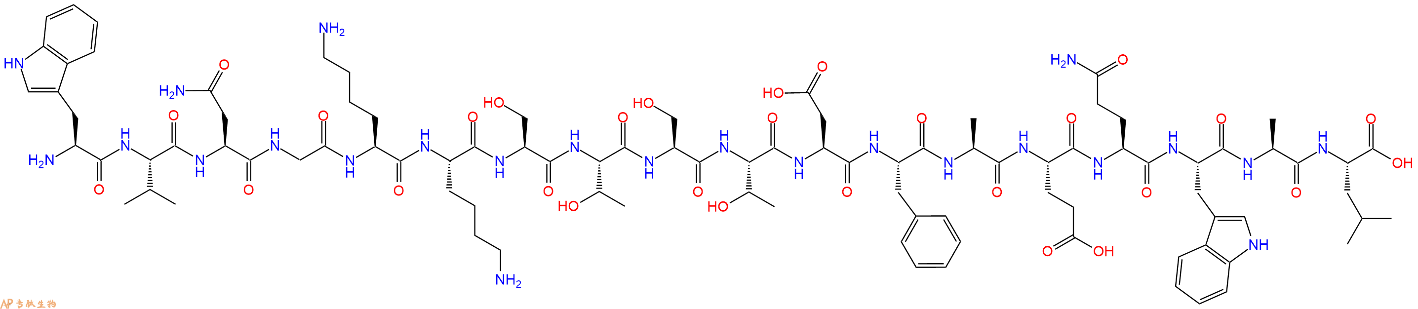 专肽生物产品H2N-Trp-Val-Asn-Gly-Lys-Lys-Ser-Thr-Ser-Thr-Asp-Phe-Ala-Glu-Gln-Trp-Ala-Leu-OH