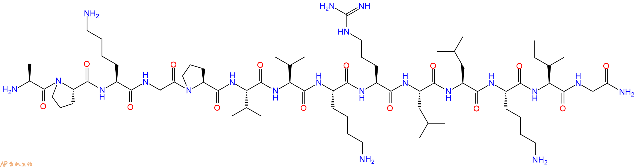 专肽生物产品H2N-Ala-Pro-Lys-Gly-Pro-Val-Val-Lys-Arg-Leu-Leu-Lys-Ile-Gly-CONH2
