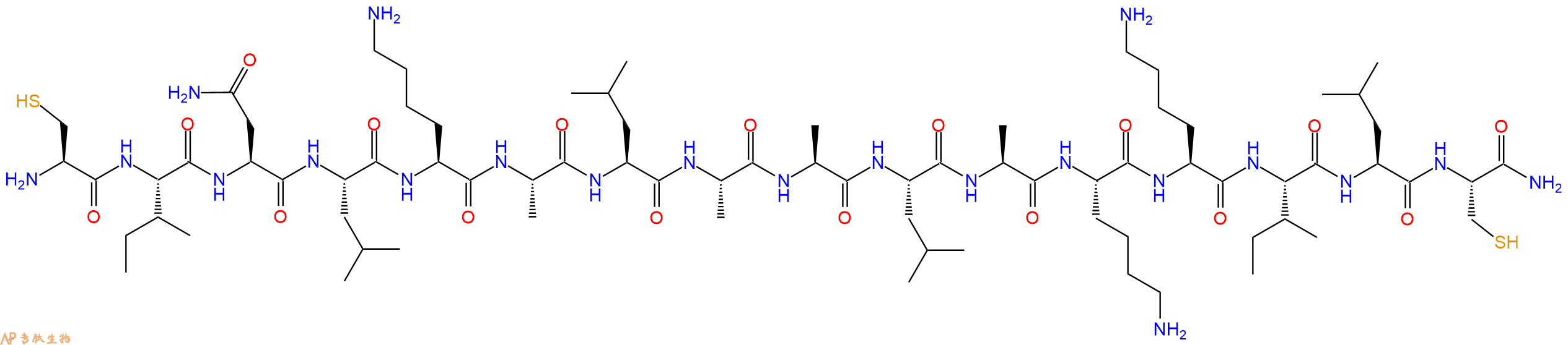 专肽生物产品H2N-Cys-Ile-Asn-Leu-Lys-Ala-Leu-Ala-Ala-Leu-Ala-Lys-Lys-Ile-Leu-Cys-CONH2