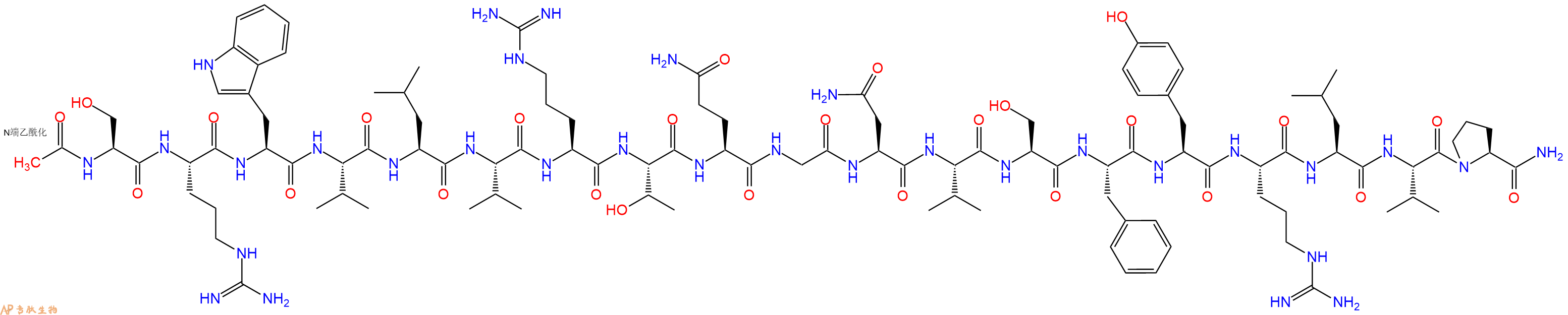 专肽生物产品Ac-Ser-Arg-Trp-Val-Leu-Val-Arg-Thr-Gln-Gly-Asn-Val-Ser-Phe-Tyr-Arg-Leu-Val-Pro-CONH2