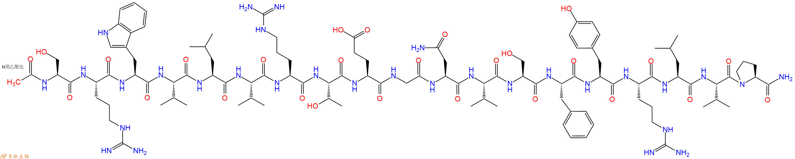 专肽生物产品Ac-Ser-Arg-Trp-Val-Leu-Val-Arg-Thr-Glu-Gly-Asn-Val-Ser-Phe-Tyr-Arg-Leu-Val-Pro-CONH2