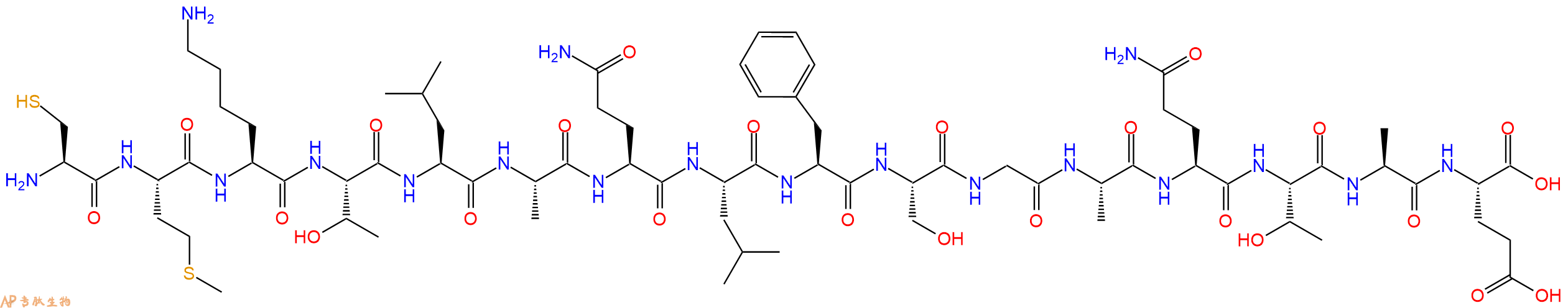 专肽生物产品H2N-Cys-Met-Lys-Thr-Leu-Ala-Gln-Leu-Phe-Ser-Gly-Ala-Gln-Thr-Ala-Glu-OH