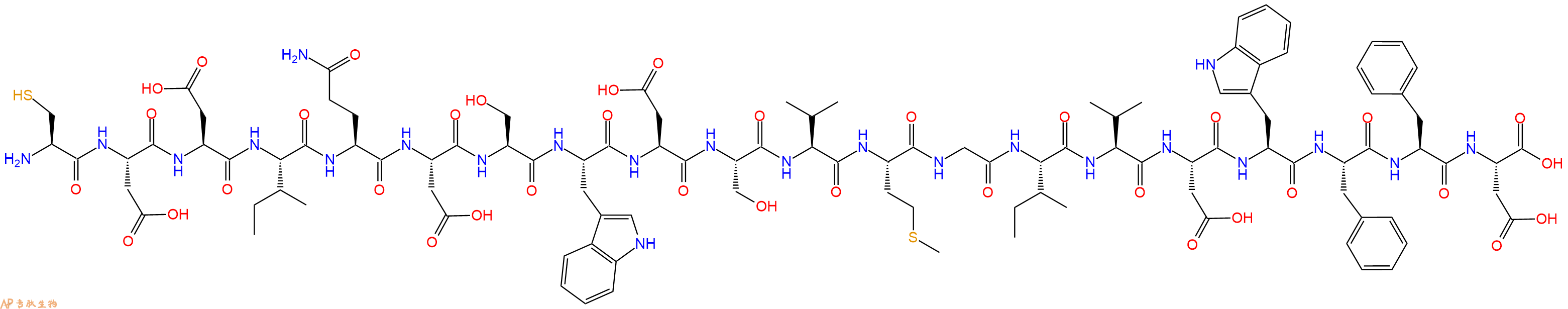 专肽生物产品H2N-Cys-Asp-Asp-Ile-Gln-Asp-Ser-Trp-Asp-Ser-Val-Met-Gly-Ile-Val-Asp-Trp-Phe-Phe-Asp-OH