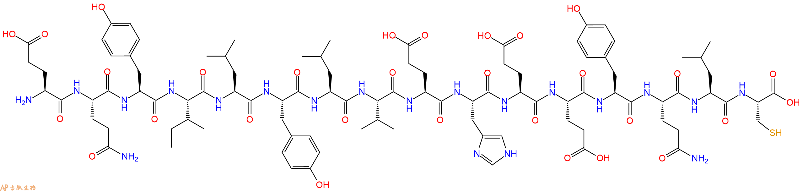 专肽生物产品H2N-Glu-Gln-Tyr-Ile-Leu-Tyr-Leu-Val-Glu-His-Glu-Glu-Tyr-Gln-Leu-Cys-OH