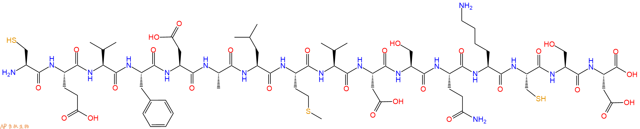 专肽生物产品H2N-Cys-Glu-Val-Phe-Asp-Ala-Leu-Met-Val-Asp-Ser-Gln-Lys-Cys-Ser-Asp-OH