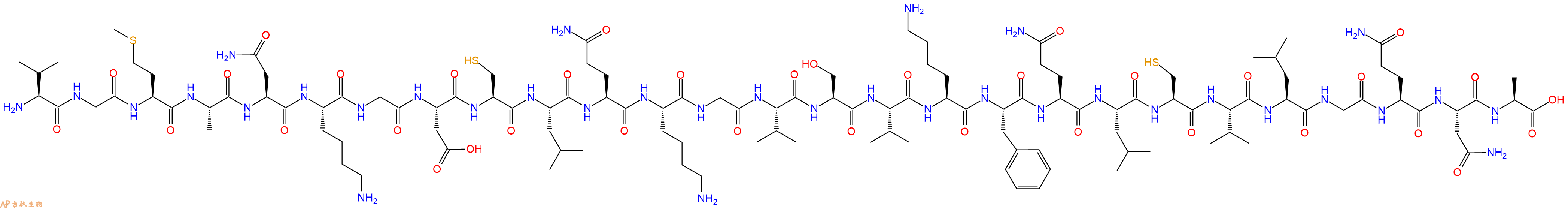 专肽生物产品H2N-Val-Gly-Met-Ala-Asn-Lys-Gly-Asp-Cys-Leu-Gln-Lys-Gly-Val-Ser-Val-Lys-Phe-Gln-Leu-Cys-Val-Leu-Gly-Gln-Asn-Ala-OH