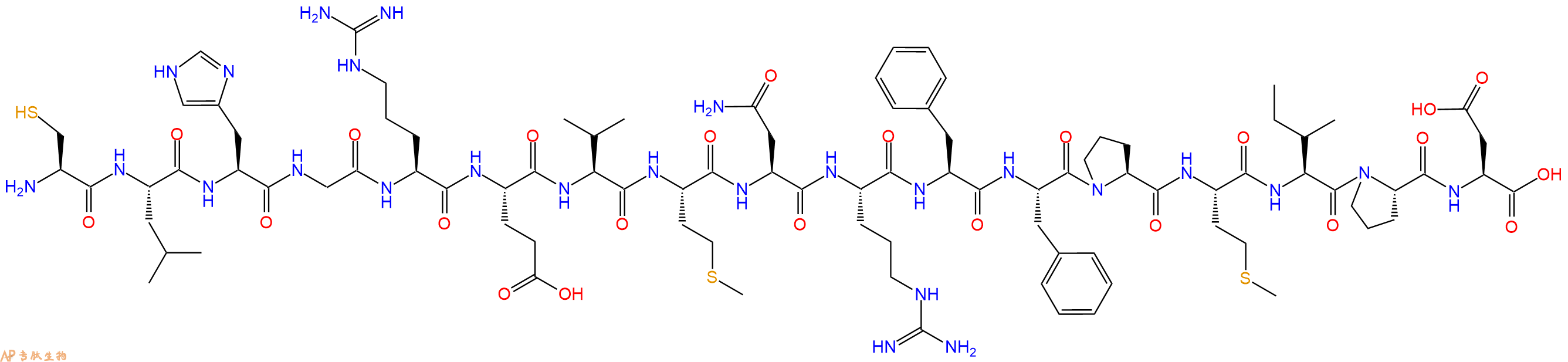 专肽生物产品H2N-Cys-Leu-His-Gly-Arg-Glu-Val-Met-Asn-Arg-Phe-Phe-Pro-Met-Ile-Pro-Asp-OH