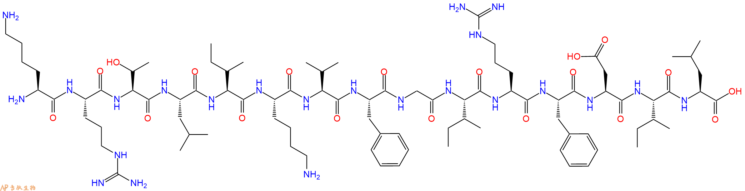 专肽生物产品H2N-Lys-Arg-Thr-Leu-Ile-Lys-Val-Phe-Gly-Ile-Arg-Phe-Asp-Ile-Leu-OH